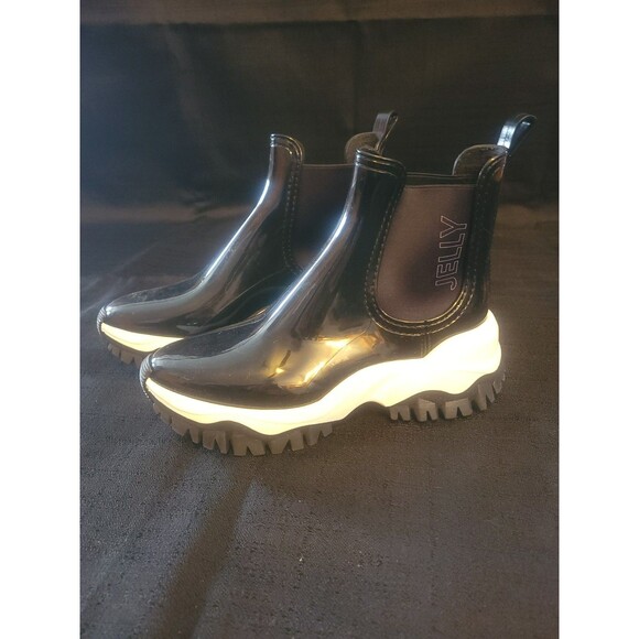 Lemon Jelly Shoes - Lemon Jelly Chelsea Rain Boot Black/White SIZE 38 Wellies Waterproof